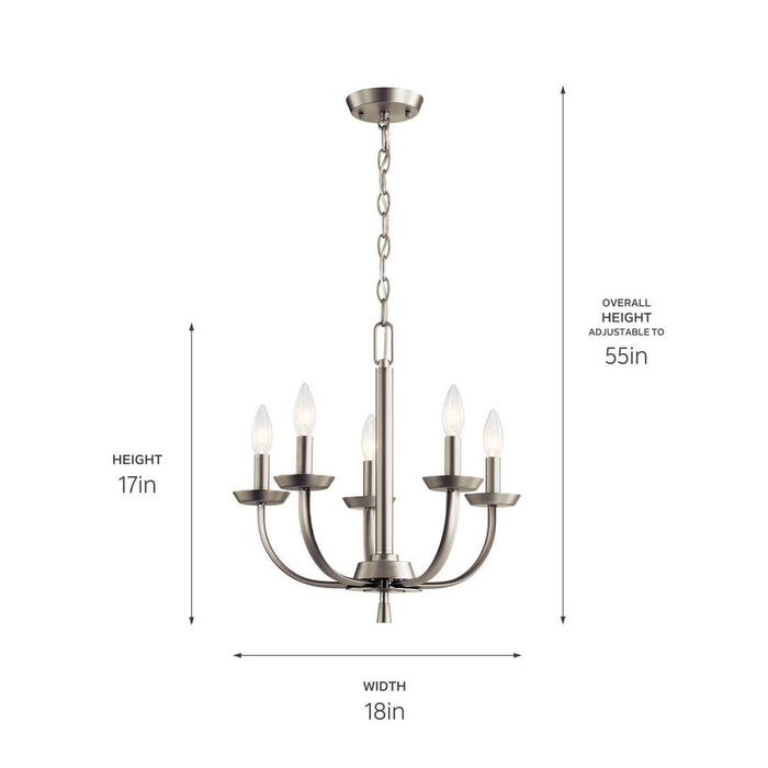 Myhouse Lighting Kichler - 52385NI - Five Light Chandelier - Kennewick - Brushed Nickel