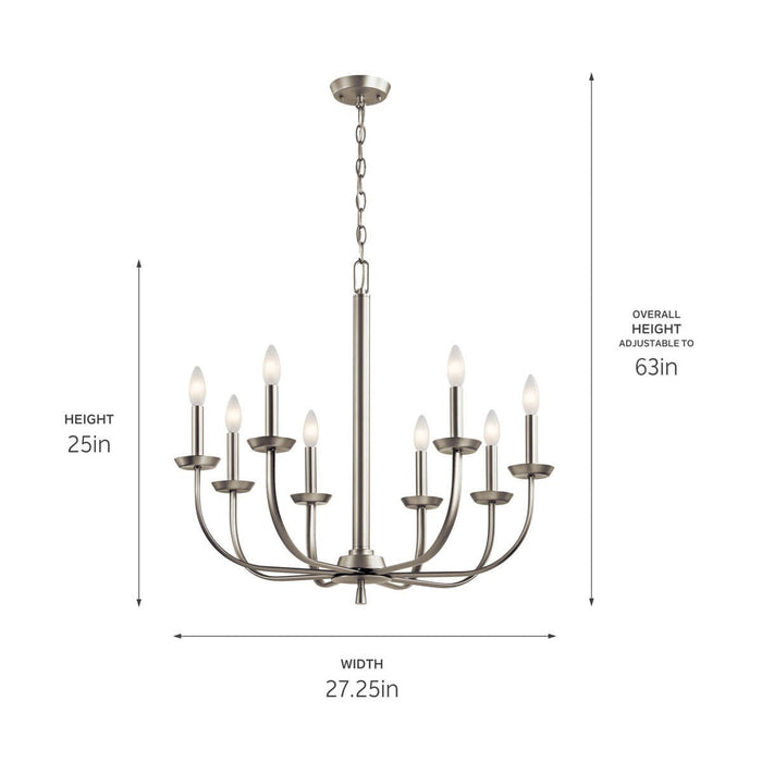 Myhouse Lighting Kichler - 52388NI - Eight Light Chandelier - Kennewick - Brushed Nickel