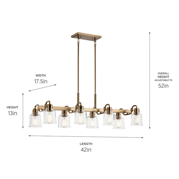 Myhouse Lighting Kichler - 52400WBR - Eight Light Linear Chandelier - Aivian - Weathered Brass