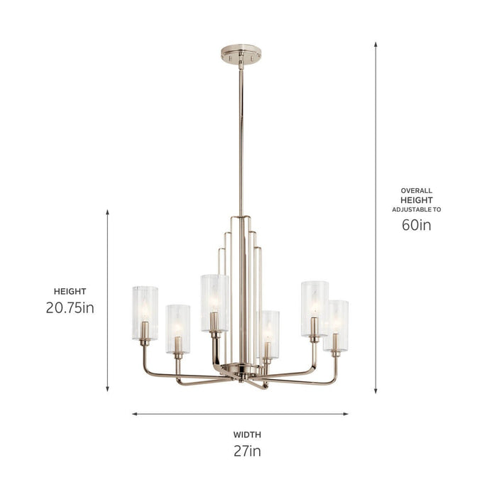 Myhouse Lighting Kichler - 52411PN - Six Light Chandelier - Kimrose - Polished Nickel