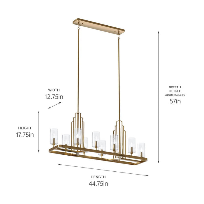 Myhouse Lighting Kichler - 52413BNB - Ten Light Linear Chandelier - Kimrose - Brushed Natural Brass