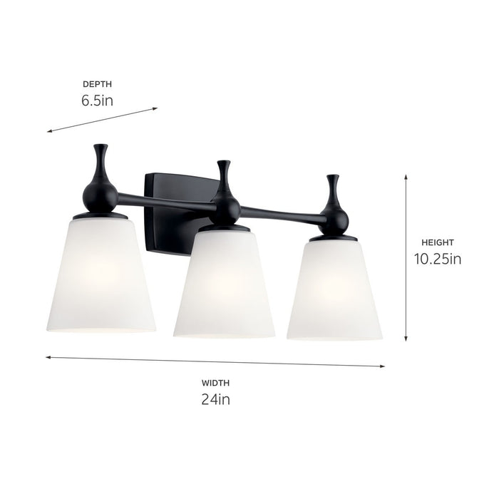 Myhouse Lighting Kichler - 55092BK - Three Light Bath - Cosabella - Black