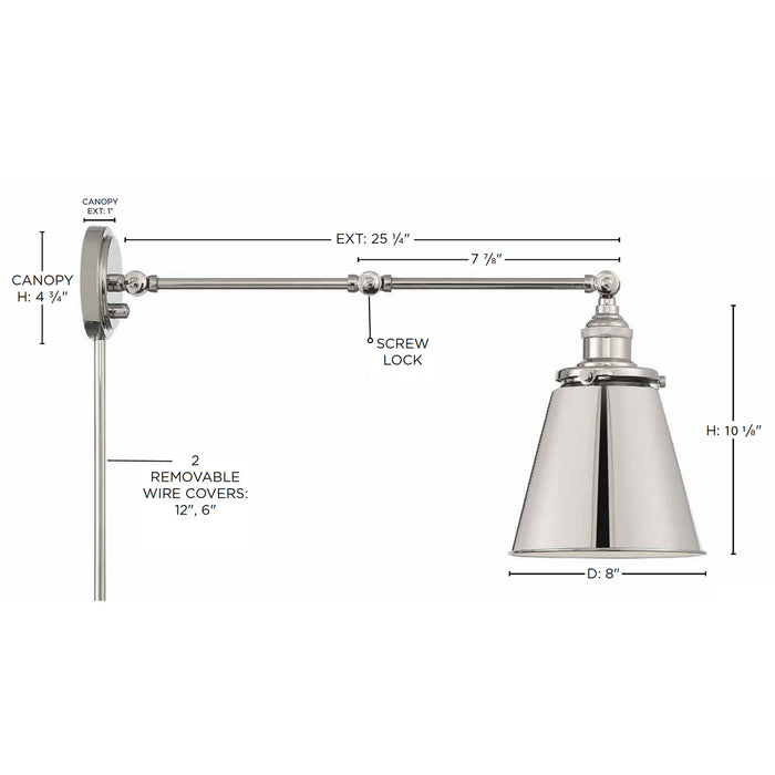 Myhouse Lighting Nuvo Lighting - 60-7368 - One Light Swing Arm Wall Lamp - Bayard - Polished Nickel