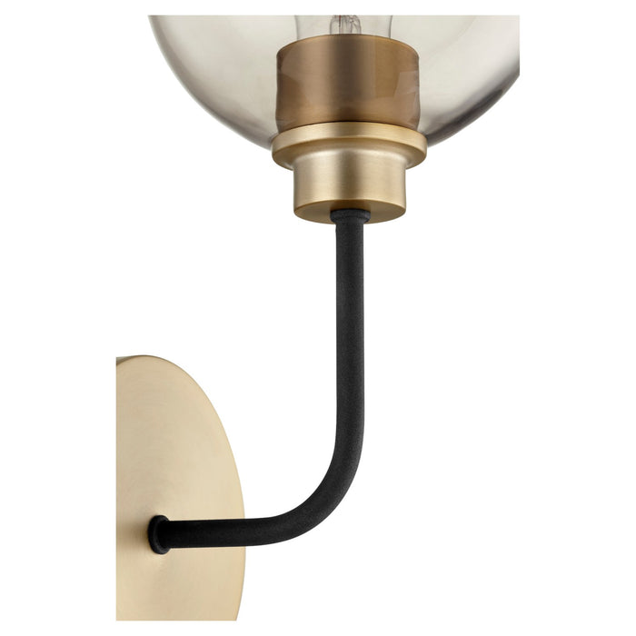 Myhouse Lighting Quorum - 572-1-6980 - One Light Wall Mount - Clarion - Textured Black w/ Aged Brass