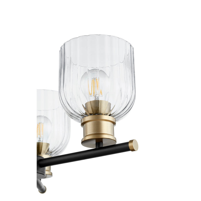 Myhouse Lighting Quorum - 610-3-6980 - Three Light Chandelier - Monarch - Textured Black w/ Aged Brass