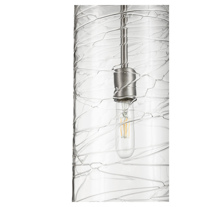 Myhouse Lighting Quorum - 8192-65 - One Light Pendant - Satin Nickel w/ Textured Glass