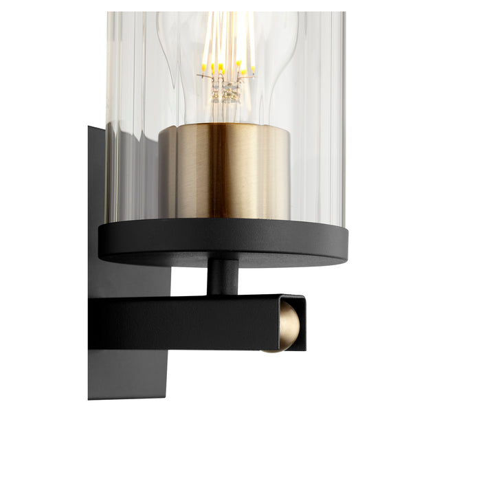 Myhouse Lighting Quorum - 529-1-6980 - One Light Wall Mount - Empire - Textured Black w/ Aged Brass