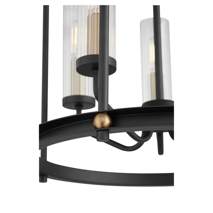 Myhouse Lighting Quorum - 829-5-6980 - Five Light Entry Pendant - Empire - Textured Black w/ Aged Brass