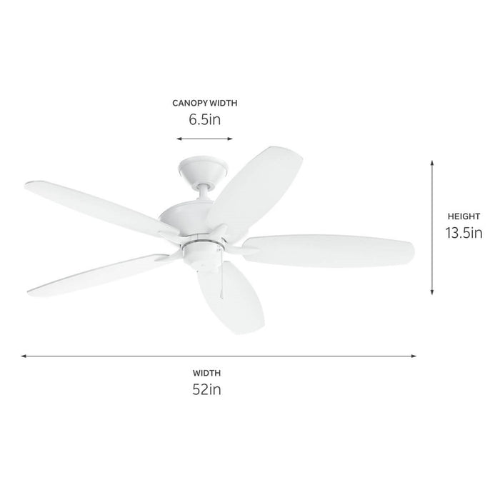 Myhouse Lighting Kichler - 330160MWH - 52"Ceiling Fan - Renew - Matte White