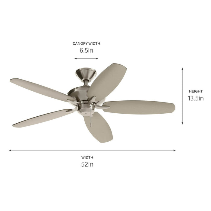 Myhouse Lighting Kichler - 330164BSS - 52"Ceiling Fan - Renew Es - Brushed Stainless Steel