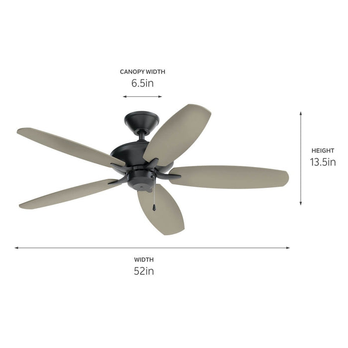 Myhouse Lighting Kichler - 330165SBK - 52"Ceiling Fan - Renew Patio - Satin Black