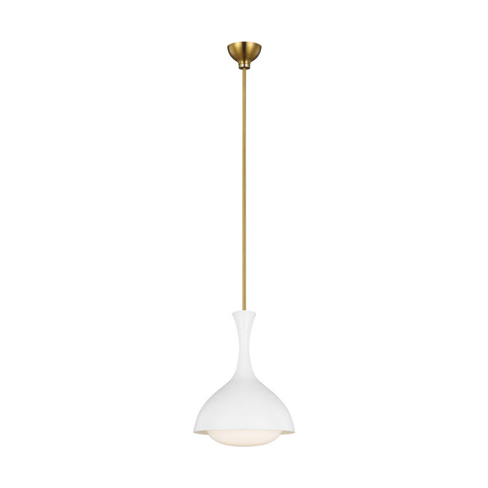 Myhouse Lighting Visual Comfort Studio - AEP1011BBSMWT - One Light Pendant - Lucerne - Matte White and Burnished Brass