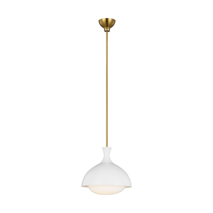 Myhouse Lighting Visual Comfort Studio - AEP1021BBSMWT - One Light Pendant - Lucerne - Matte White and Burnished Brass