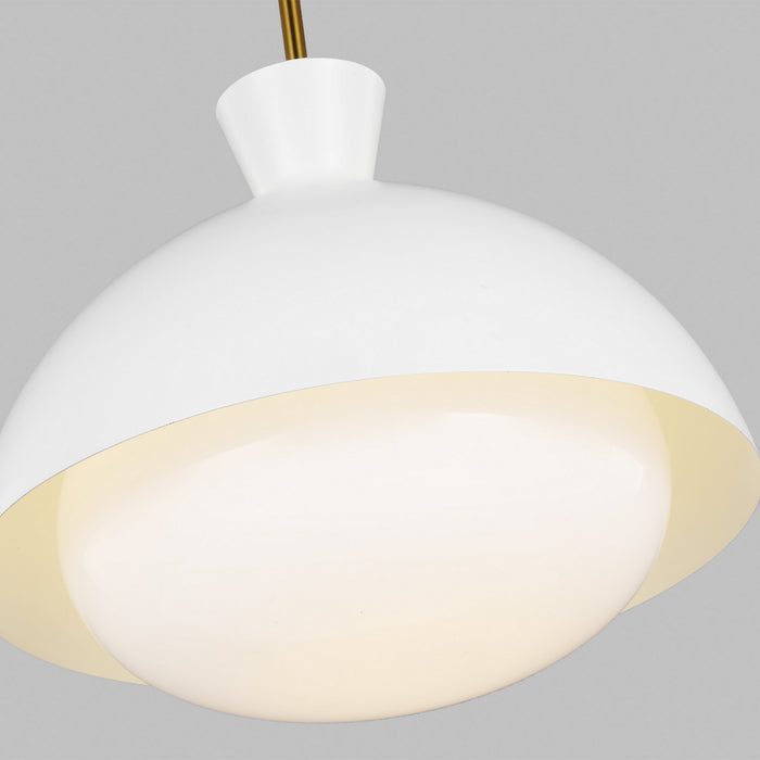 Myhouse Lighting Visual Comfort Studio - AEP1031BBSMWT - One Light Pendant - Lucerne - Matte White and Burnished Brass