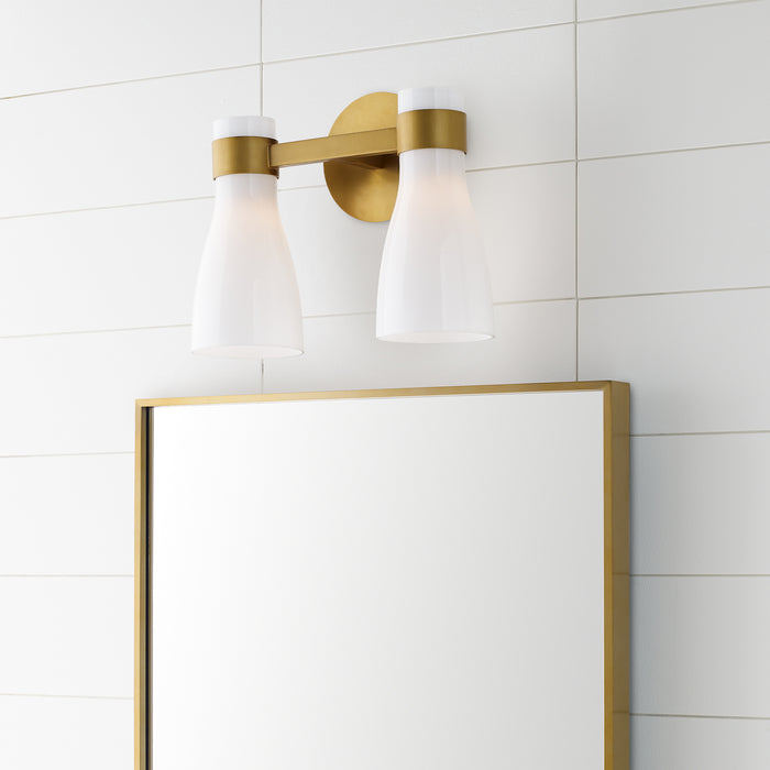 Myhouse Lighting Visual Comfort Studio - AEV1002BBSMG - Two Light Vanity - Moritz - Burnished Brass with Milk White Glass