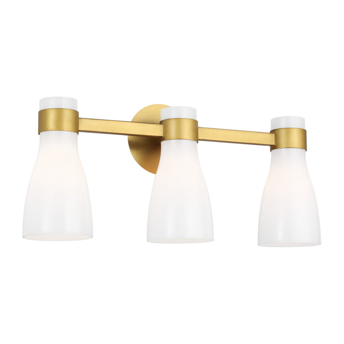 Myhouse Lighting Visual Comfort Studio - AEV1003BBSMG - Three Light Vanity - Moritz - Burnished Brass with Milk White Glass