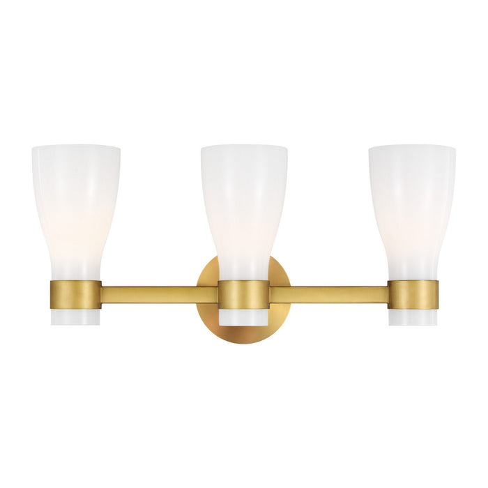 Myhouse Lighting Visual Comfort Studio - AEV1003BBSMG - Three Light Vanity - Moritz - Burnished Brass with Milk White Glass