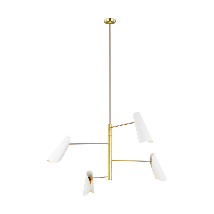 Myhouse Lighting Visual Comfort Studio - AEC1024BBSMWT - Four Light Chandelier - Tresa - Matte White and Burnished Brass