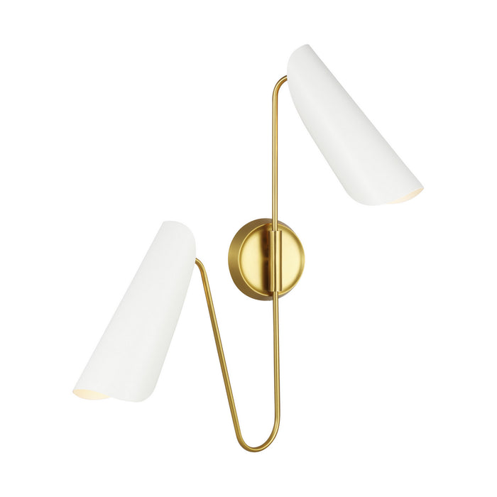 Myhouse Lighting Visual Comfort Studio - AEW1002BBSMWT - Two Light Wall Sconce - Tresa - Matte White and Burnished Brass