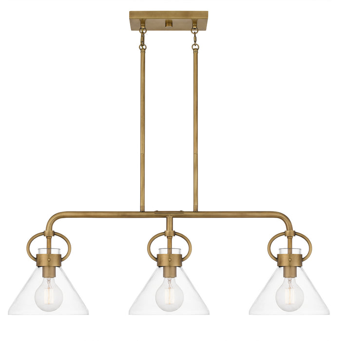 Myhouse Lighting Quoizel - WBS136WS - Three Light Linear Chandelier - Webster - Weathered Brass