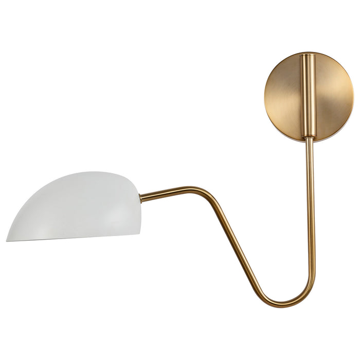 Myhouse Lighting Nuvo Lighting - 60-7392 - One Light Wall Sconce - Trilby - Matte White / Burnished Brass