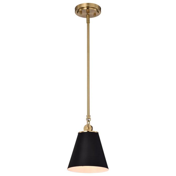 Myhouse Lighting Nuvo Lighting - 60-7408 - One Light Pendant - Dover - Black / Vintage Brass