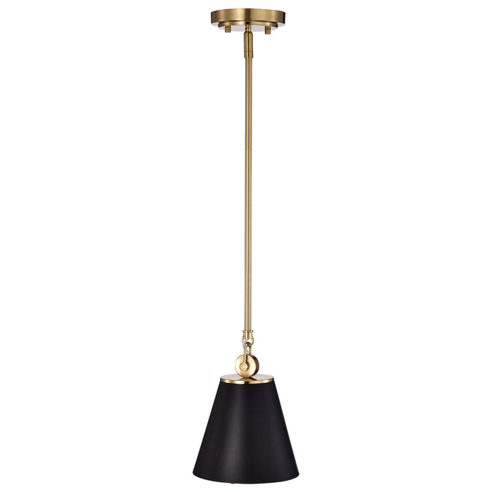 Myhouse Lighting Nuvo Lighting - 60-7408 - One Light Pendant - Dover - Black / Vintage Brass