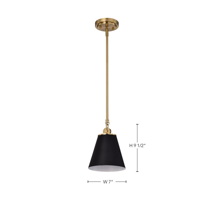 Myhouse Lighting Nuvo Lighting - 60-7408 - One Light Pendant - Dover - Black / Vintage Brass