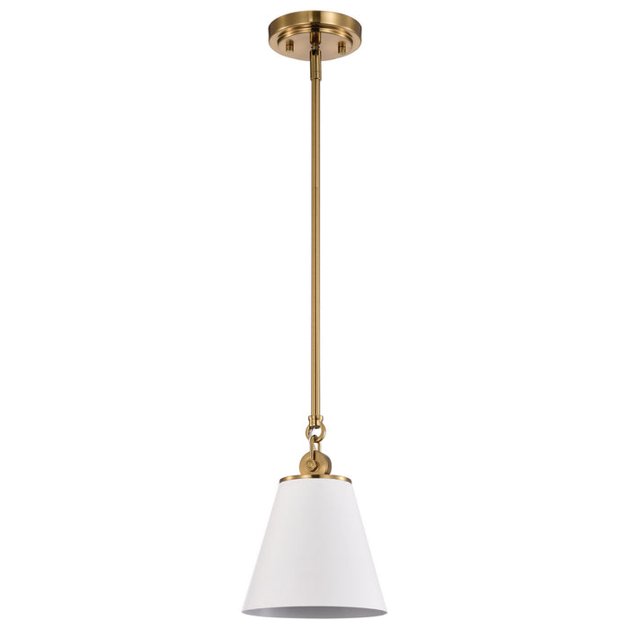 Myhouse Lighting Nuvo Lighting - 60-7409 - One Light Pendant - Dover - White / Vintage Brass