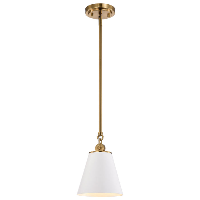Myhouse Lighting Nuvo Lighting - 60-7409 - One Light Pendant - Dover - White / Vintage Brass