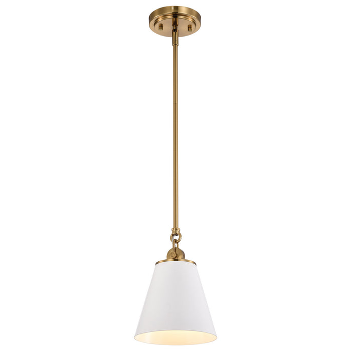 Myhouse Lighting Nuvo Lighting - 60-7409 - One Light Pendant - Dover - White / Vintage Brass