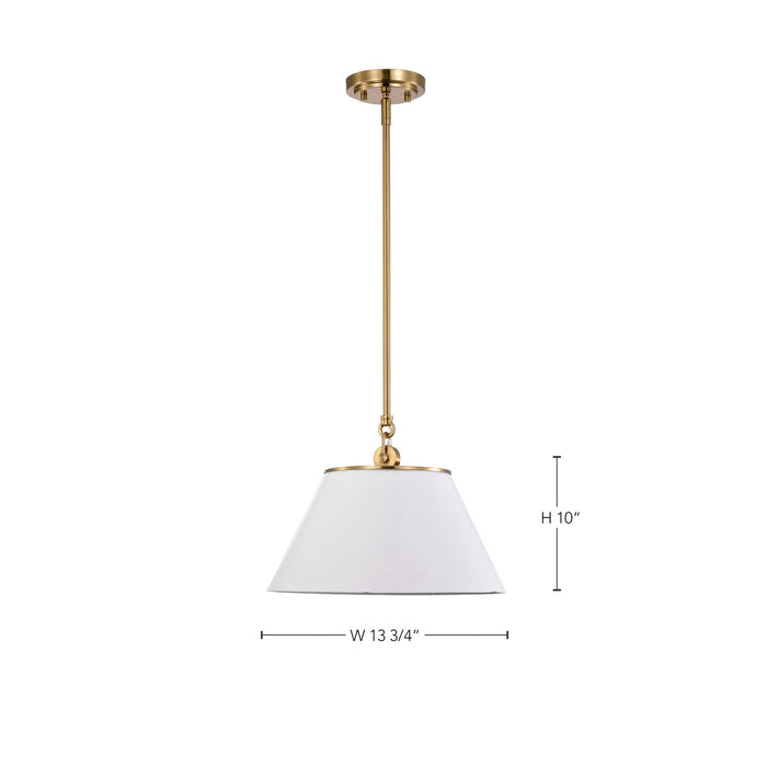 Myhouse Lighting Nuvo Lighting - 60-7412 - One Light Pendant - Dover - White / Vintage Brass