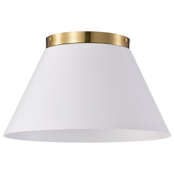 Myhouse Lighting Nuvo Lighting - 60-7418 - Three Light Flush Mount - Dover - White / Vintage Brass