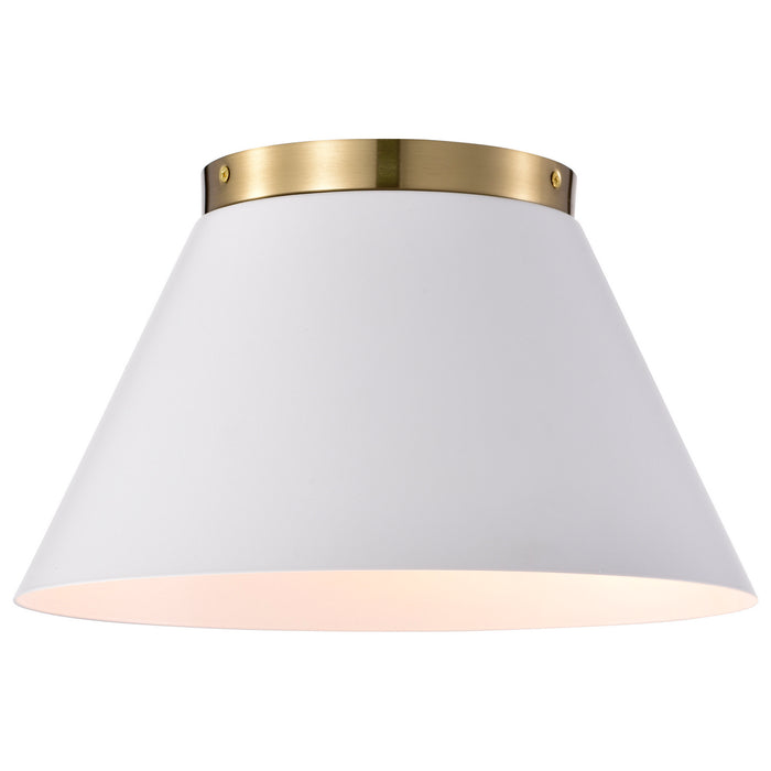 Myhouse Lighting Nuvo Lighting - 60-7418 - Three Light Flush Mount - Dover - White / Vintage Brass