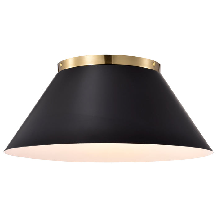 Myhouse Lighting Nuvo Lighting - 60-7420 - Three Light Flush Mount - Dover - Black / Vintage Brass