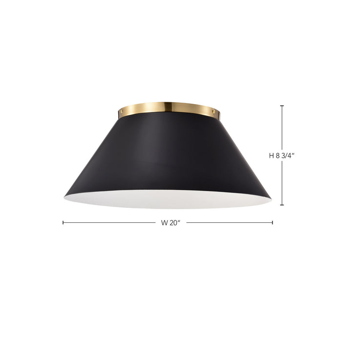 Myhouse Lighting Nuvo Lighting - 60-7420 - Three Light Flush Mount - Dover - Black / Vintage Brass