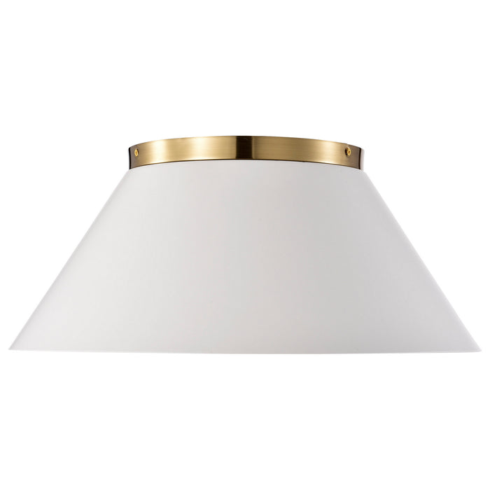 Myhouse Lighting Nuvo Lighting - 60-7421 - Three Light Flush Mount - Dover - White / Vintage Brass