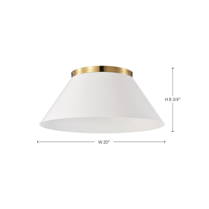 Myhouse Lighting Nuvo Lighting - 60-7421 - Three Light Flush Mount - Dover - White / Vintage Brass