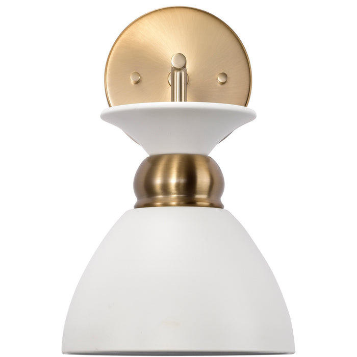 Myhouse Lighting Nuvo Lighting - 60-7459 - One Light Wall Sconce - Perkins - Matte White / Burnished Brass