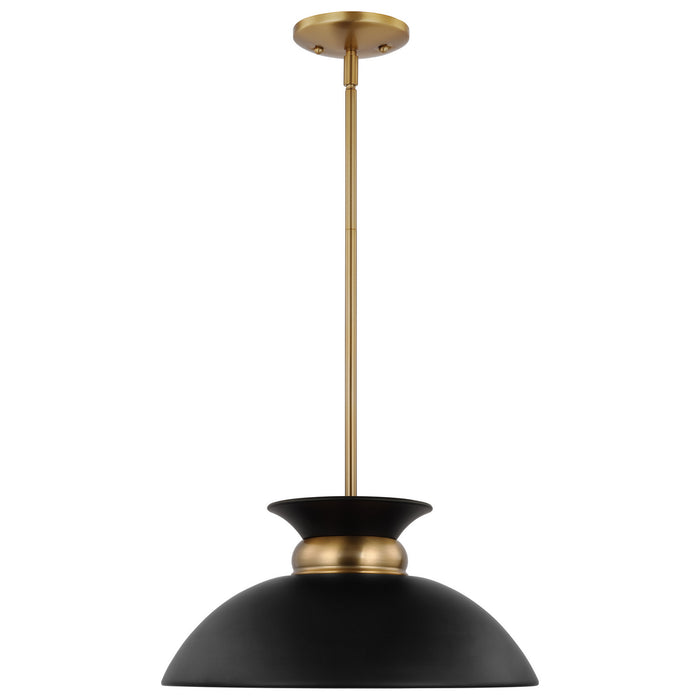 Myhouse Lighting Nuvo Lighting - 60-7460 - One Light Pendant - Perkins - Matte Black / Burnished Brass