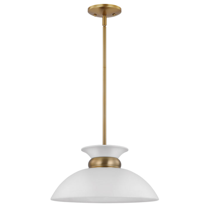 Myhouse Lighting Nuvo Lighting - 60-7463 - One Light Pendant - Perkins - Matte White / Burnished Brass