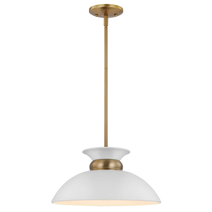 Myhouse Lighting Nuvo Lighting - 60-7463 - One Light Pendant - Perkins - Matte White / Burnished Brass