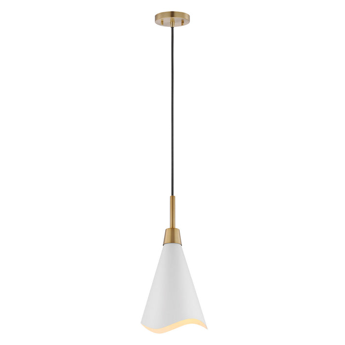 Myhouse Lighting Nuvo Lighting - 60-7471 - One Light Pendant - Tango - Matte White / Burnished Brass