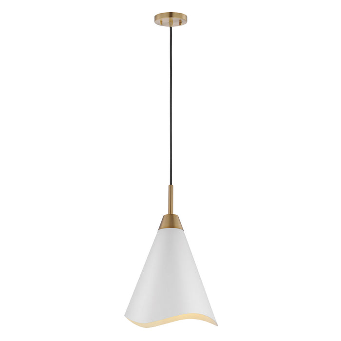 Myhouse Lighting Nuvo Lighting - 60-7474 - One Light Pendant - Tango - Matte White / Burnished Brass