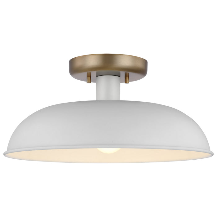 Myhouse Lighting Nuvo Lighting - 60-7490 - One Light Flush Mount - Colony - Matte White / Burnished Brass