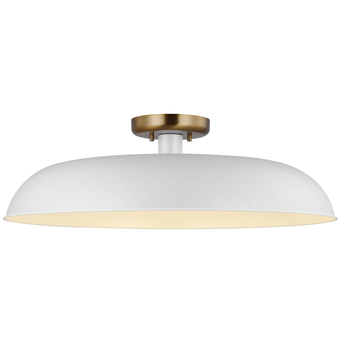 Myhouse Lighting Nuvo Lighting - 60-7496 - One Light Flush Mount - Colony - Matte White / Burnished Brass