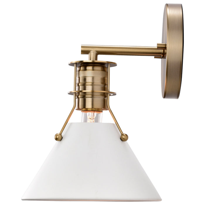 Myhouse Lighting Nuvo Lighting - 60-7520 - One Light Wall Sconce - Outpost - Matte White / Burnished Brass