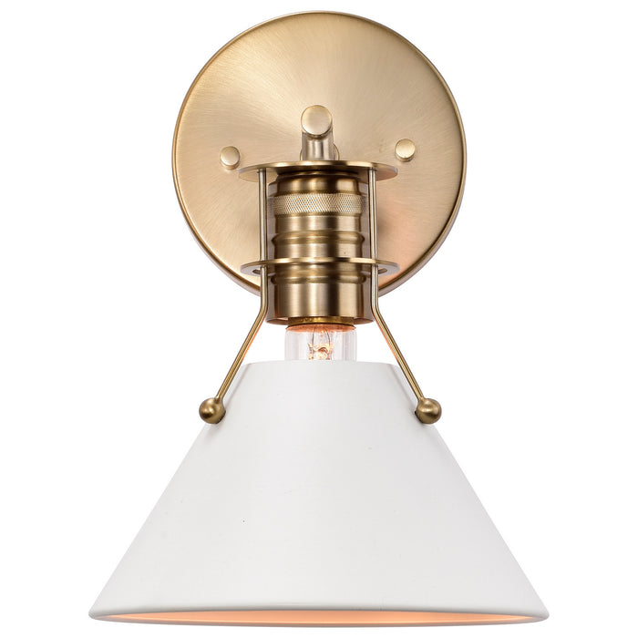 Myhouse Lighting Nuvo Lighting - 60-7520 - One Light Wall Sconce - Outpost - Matte White / Burnished Brass