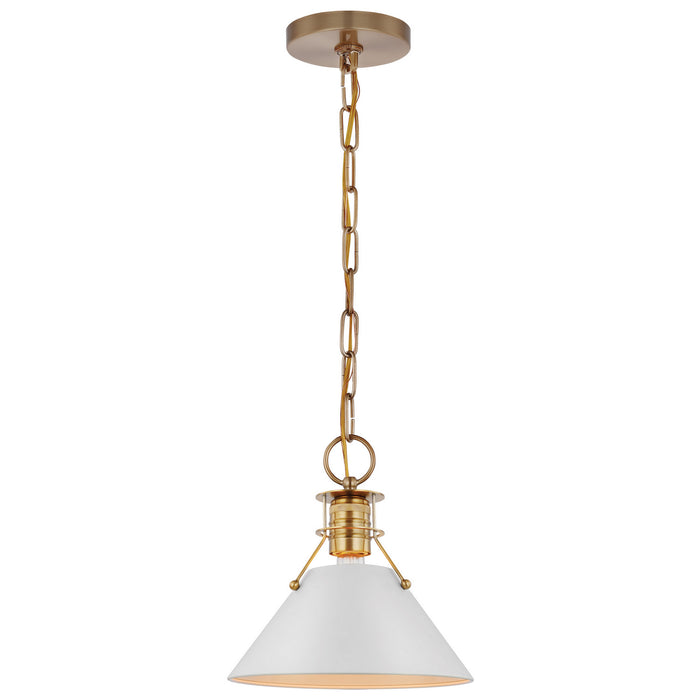 Myhouse Lighting Nuvo Lighting - 60-7522 - One Light Pendant - Outpost - Matte White / Burnished Brass