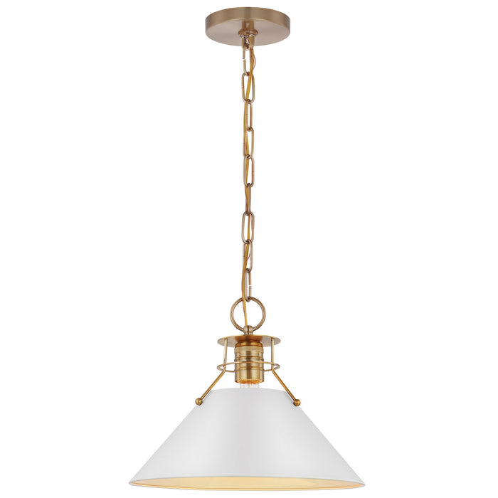 Myhouse Lighting Nuvo Lighting - 60-7524 - One Light Pendant - Outpost - Matte White / Burnished Brass